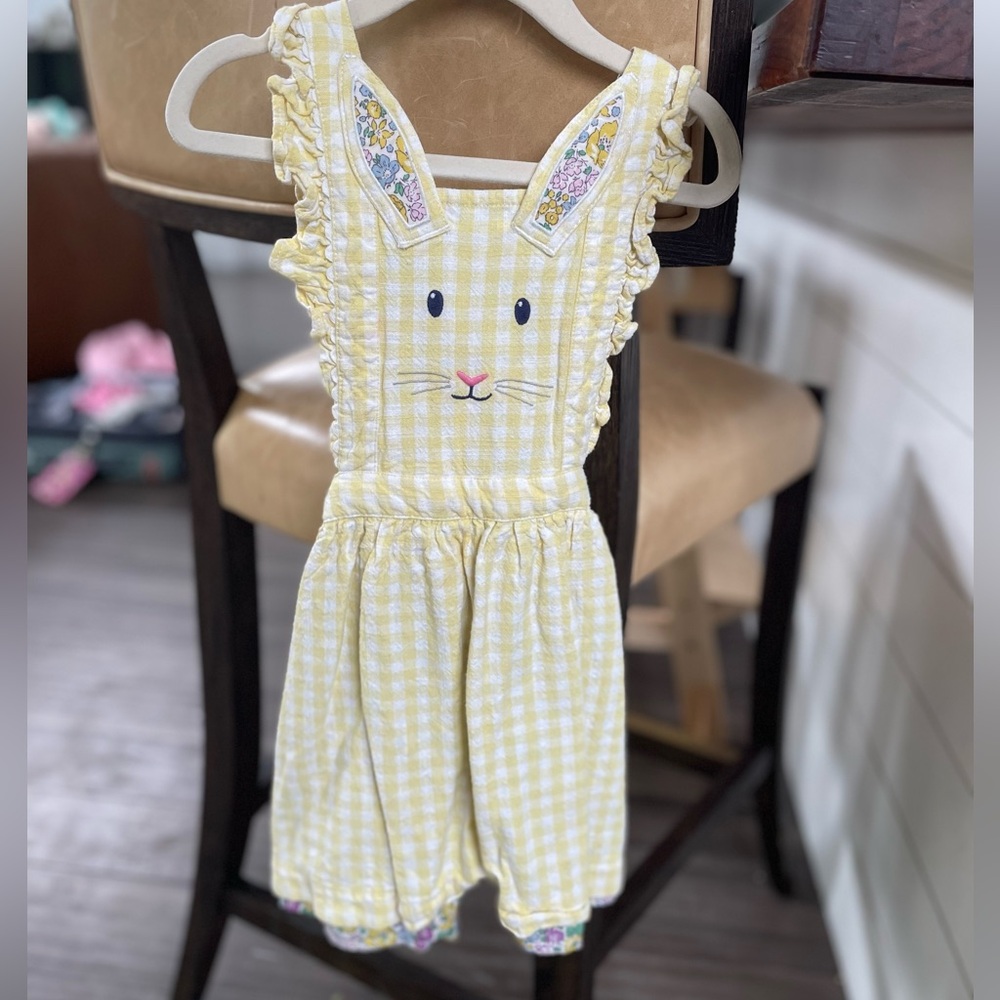 EUC Mini Boden Bunny Gingham Floral Dress 4-5